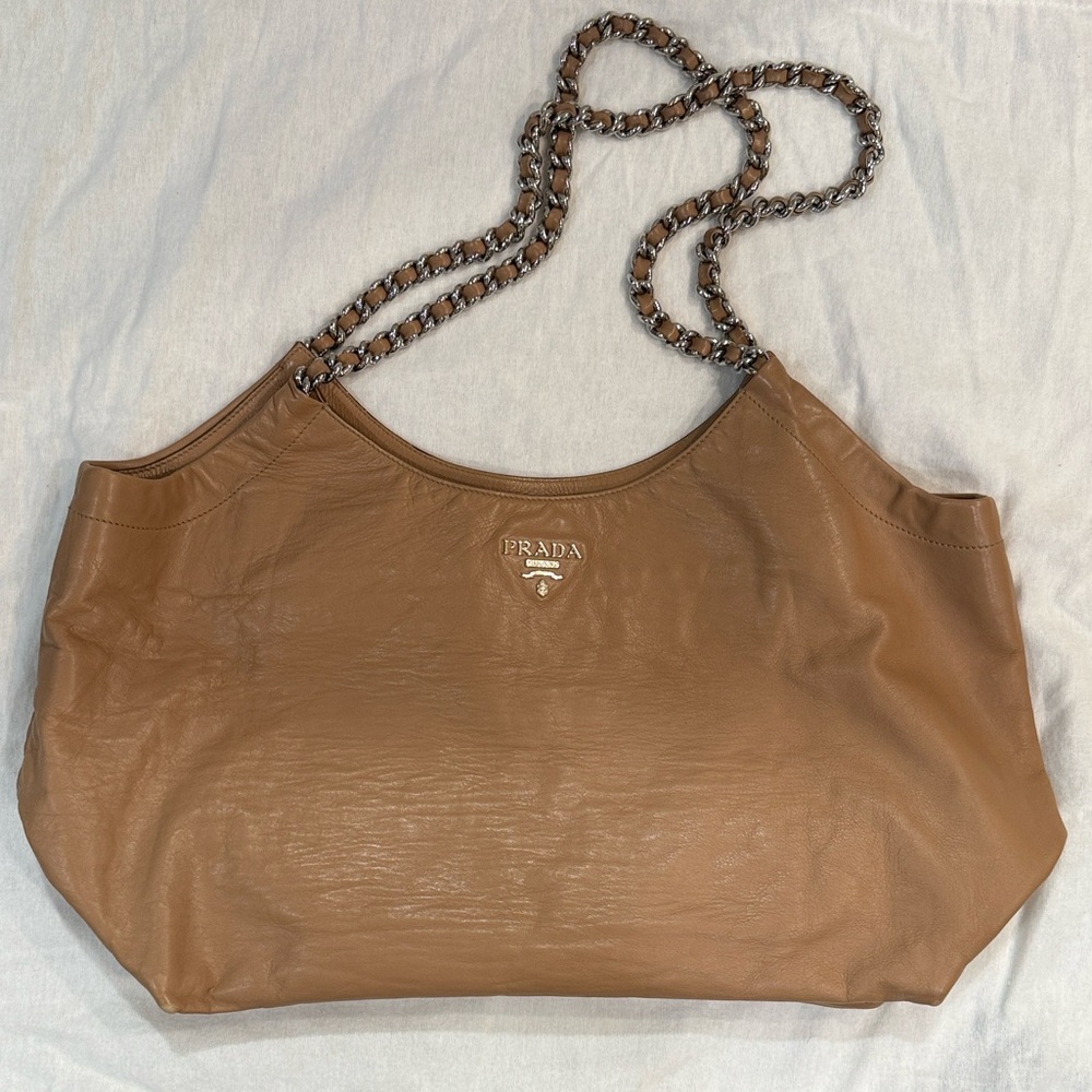 Prada Tan Leather Oversized Tote